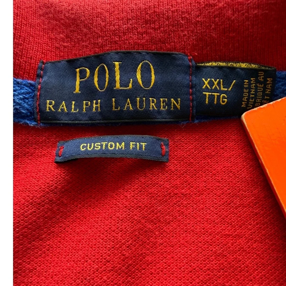 Polo Ralph Lauren Big White Pony Polo Shirt Mens XXL Red Custom Fit Rugby #3